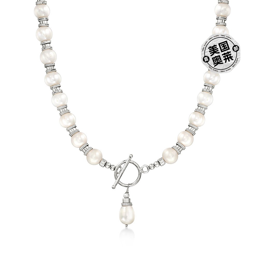 Ross-Simons 8.5-9mm Cultured Pearl Toggle Necklace in Sterli - 图0