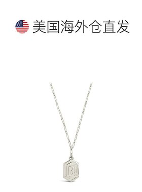 自营sterling forever六边形标签初始项链 - 银-b 美国奥莱直发