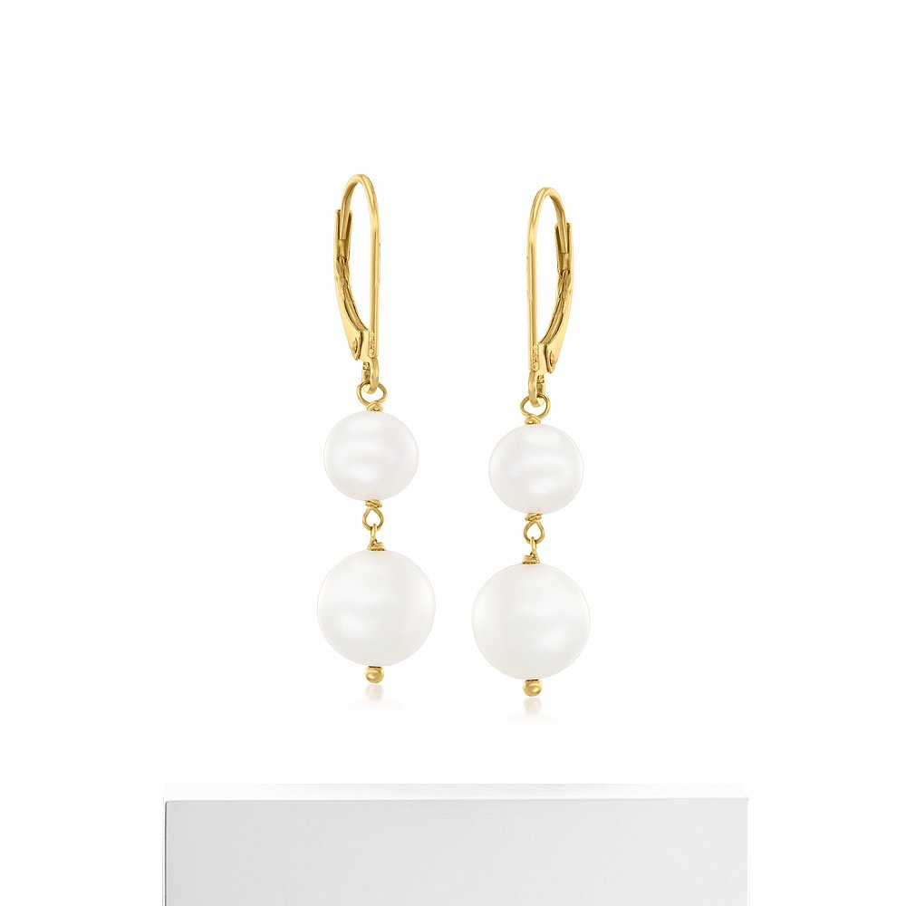 Ross-Simons 6-8.5mm Cultured Pearl Double-Drop Earrings in 1 - 图3