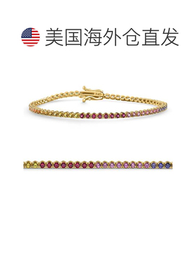 自营pompeii314k Yellow Gold Ombre Round Cut Rainbow Women's
