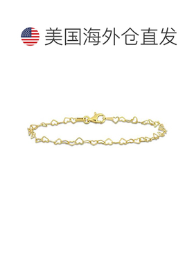 自营Mimi & Max 3 毫米心形链环手链配黄色镀金纯银龙虾扣 - 7.5
