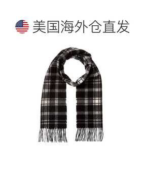 美国直邮自营amicale cashmereAmicale苏格兰格子羊绒围巾-黑色