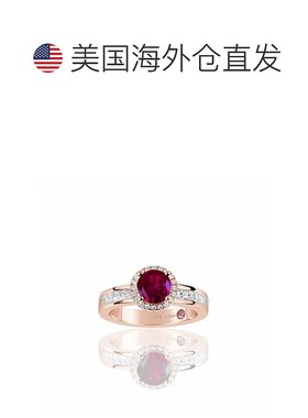 自营 Suzy Levian Rose 纯银创造红宝石圆形切割订婚戒指 - 红色