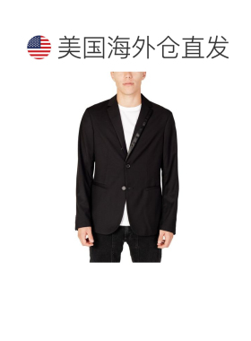 自营Armani Exchange Polyester Men's Blazer - black 美国奥莱