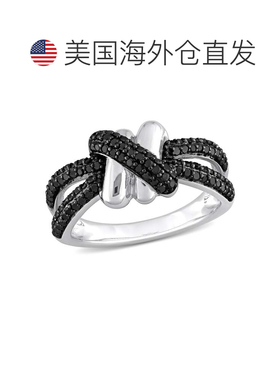 自营Mimi & Max 3/5ct TDW Black Diamond Crossover Split-shank