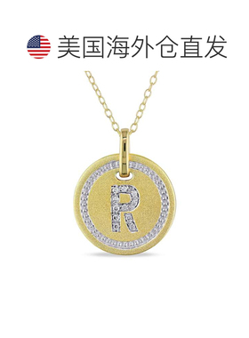 自营Mimi & Max R 首字母钻石配饰吊坠配镀黄纯银链条 - 黄色 美