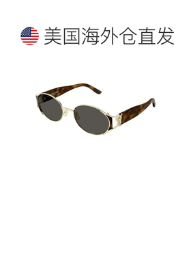 自营saint laurentSl M919金色金属龟穴圆形太阳镜-灰色 美国奥