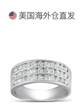 自营 pompeii3pompeii 31 克拉 TDW 三排槽镶钻石结婚戒指 10k 白