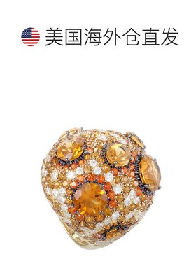 自营 Roberto Coin 18K 黄金橙色黄水晶和托帕石和钻石鸡尾酒戒指
