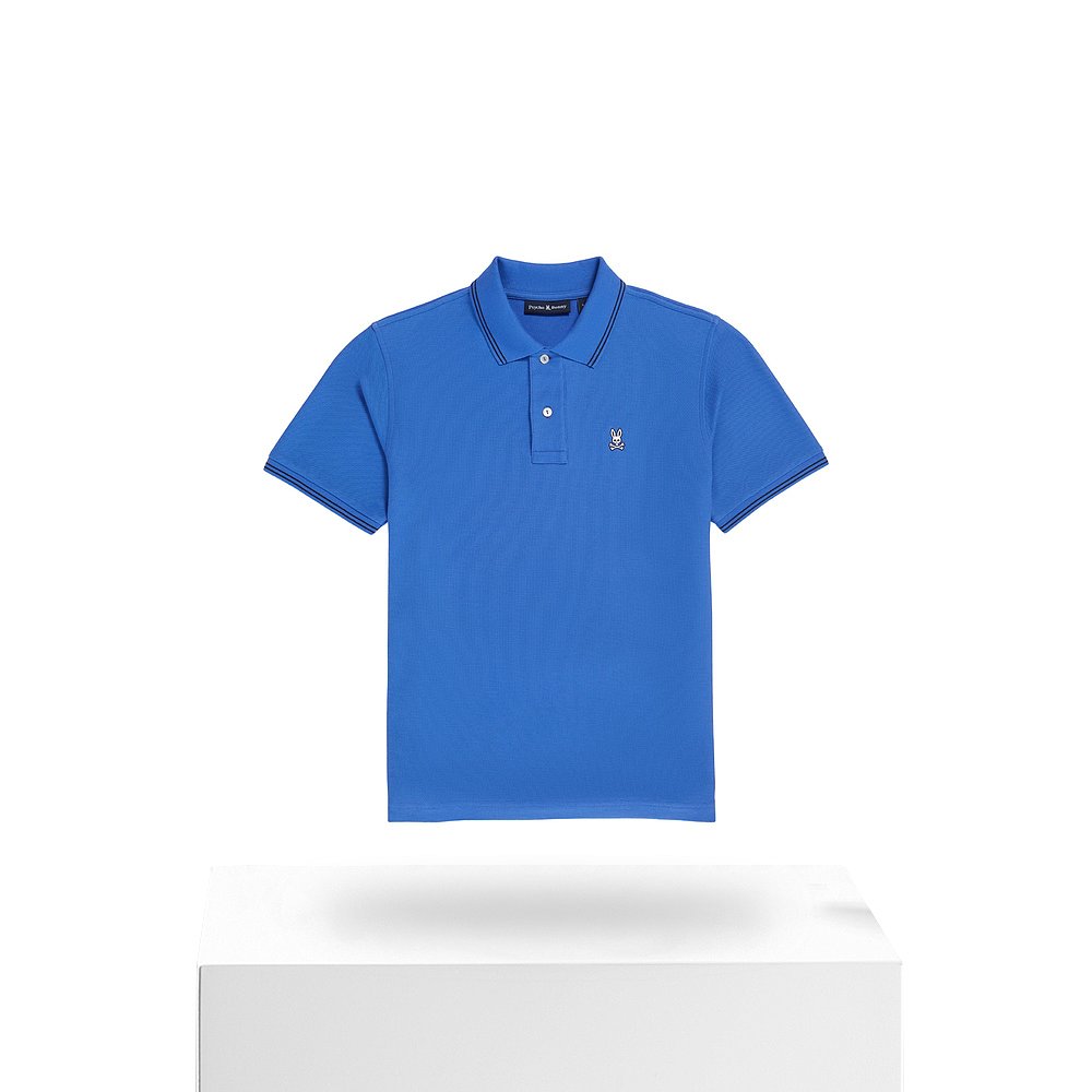 自营 Psycho Bunny Logan Polo 炫目蓝色男士衬衫 B6K136X1PC-DZB - 图3