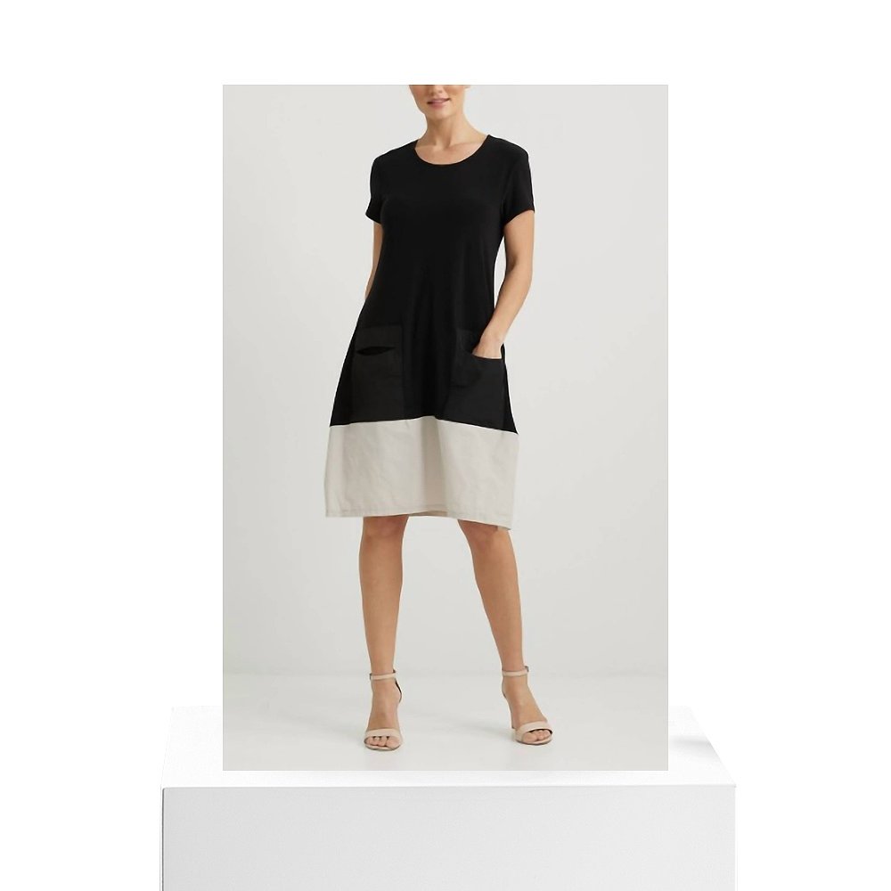 joseph ribkoffColour-Blocked Dress In Black/moonstone black/ - 图3