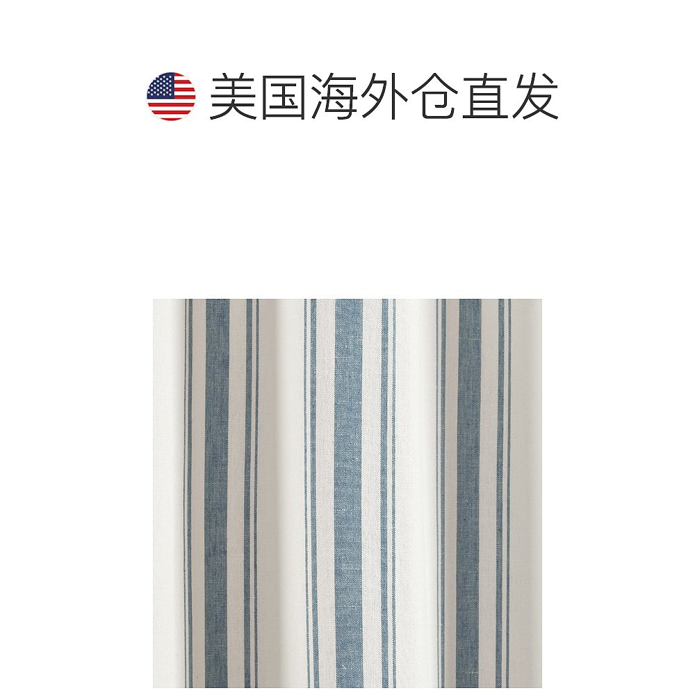 Lush Decor 农舍条纹色织环保再生棉窗帘面板蓝色 42x95 套装 - - 图1