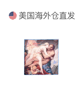 自营vivienne westwood丝绸Foulard与艺术拥抱和天蓝色边框-粉红