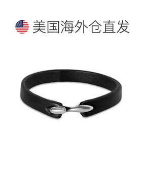 自营Bruno Magli Mens Refined Leather Bracelet, Black - black