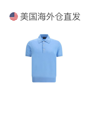自营Tom Ford Cotton Polo Men's Shirt - blue 美国奥莱直发