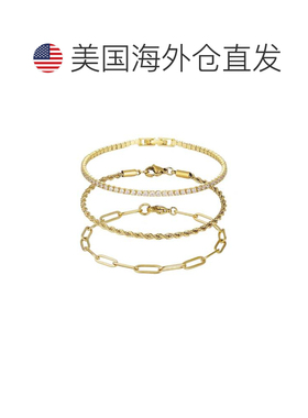 自营adornia18k Gold Plated Paperclip, Rope, and Tennis Brace