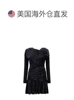 自营Ganni Ruched Mini Women's Dress - black 美国奥莱直发