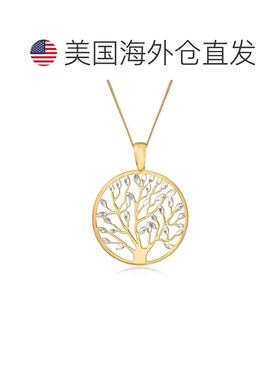 自营Ross-Simons 意大利 18kt 黄金镀纯银镂空生命之树吊坠项链 -