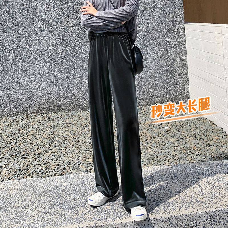 高端金丝绒阔腿裤女春秋冬长裤子 古蝶雅休闲裤