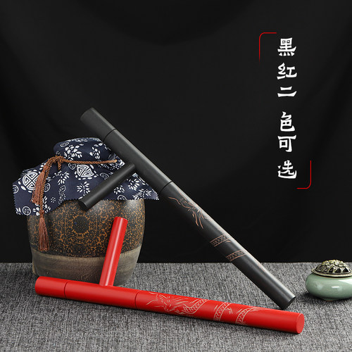 雌雄雕龙双拐 木制T型拐棍浮萍拐丁字拐武器东方棍兵器送背袋教程 - 图1