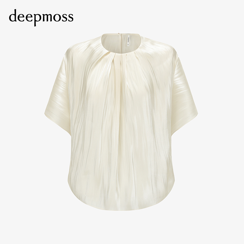 【deepmoss】设计感女装气质优雅水泽打褶上衣短袖衬衫设计感女装 - 图3