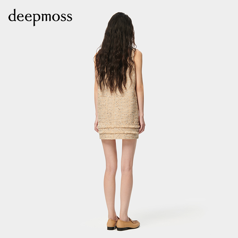 【deepmoss】2024春夏新款女装时尚优雅砂石花纱吊带背心连衣裙 - 图2