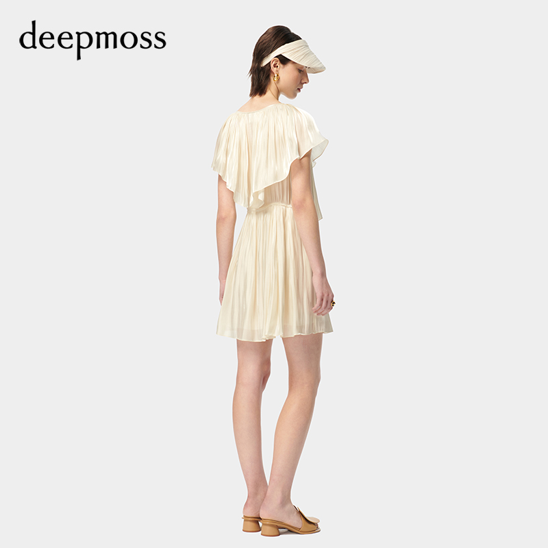 【deepmoss】2024春夏新款女装时尚休闲水泽不规则层次拼接连衣裙 - 图2