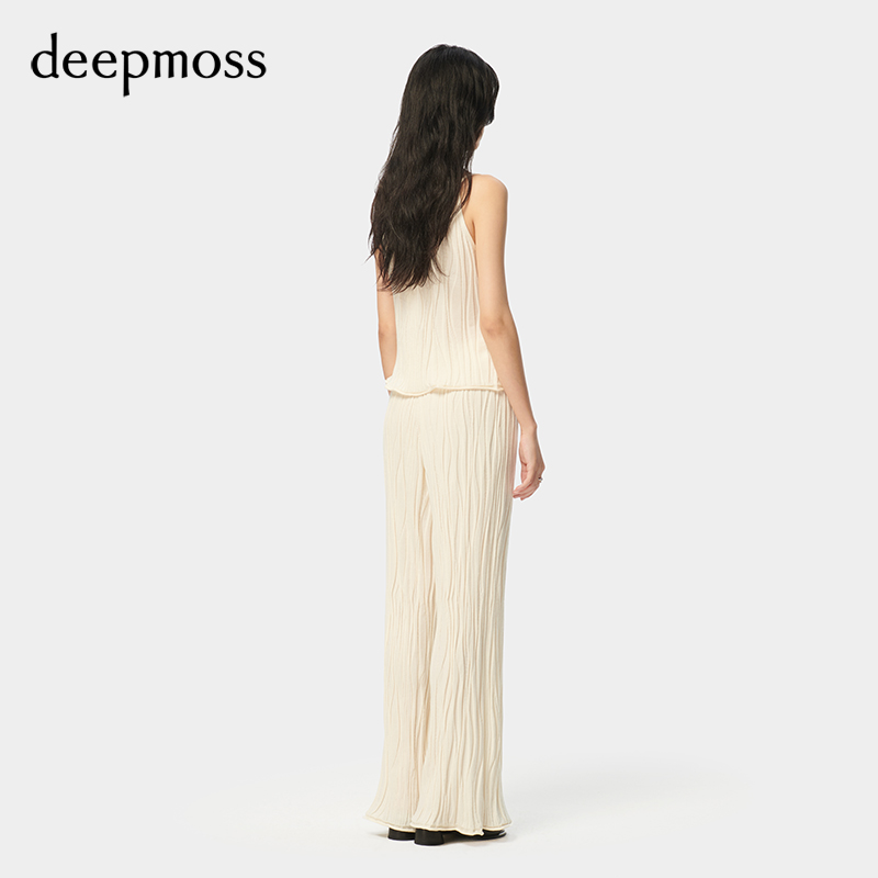 【deepmoss】2024春夏新款女装时尚休闲层次波纹羊毛吊带针织衫 - 图2