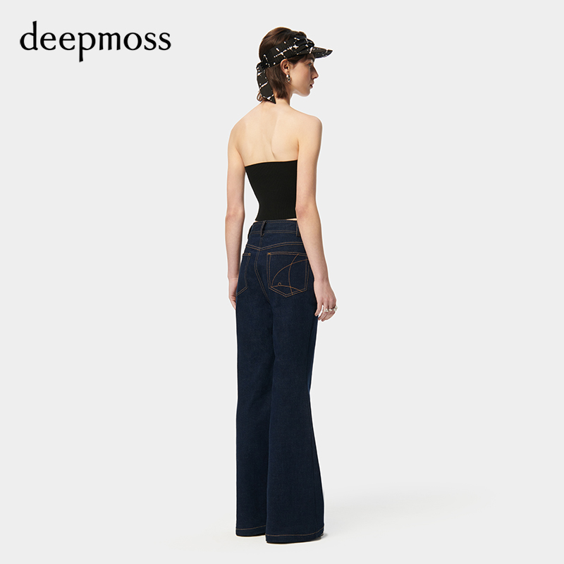 【deepmoss】2024春夏新款女装时尚气质光晕丝巾抹胸显瘦百搭上衣 - 图2