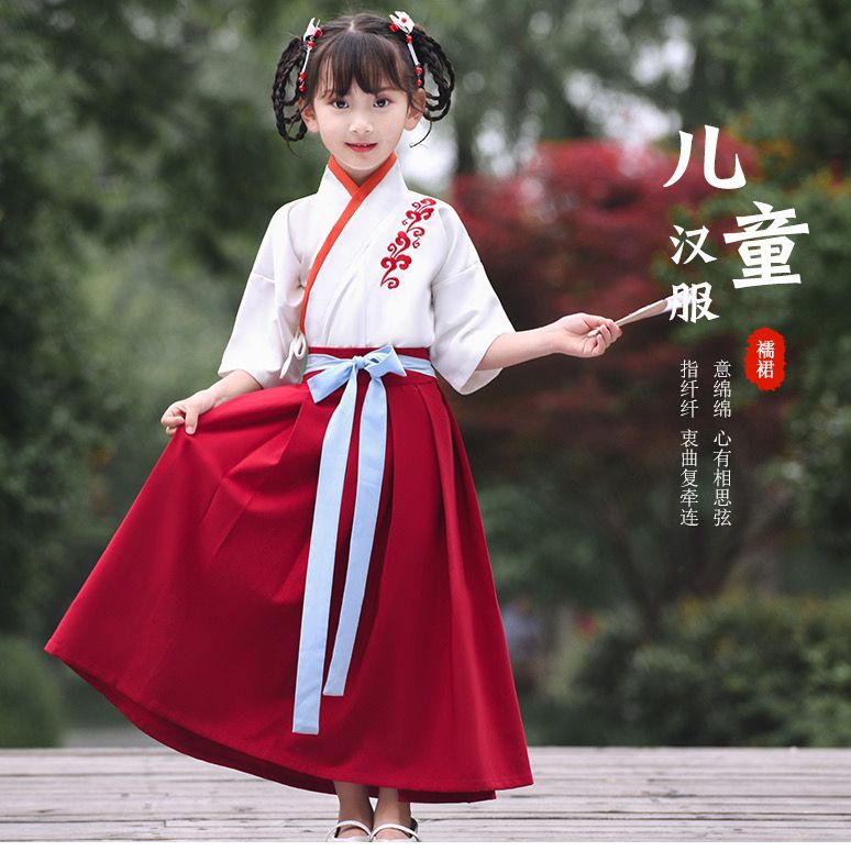 夏季薄款女中国风男童国学服装儿童古装汉服小学生短袖书童演出服