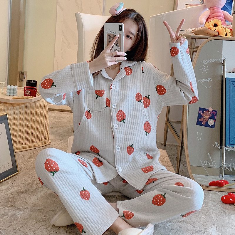 夹棉月子服春秋产后纯棉怀孕期睡衣 姗邑家居服套装