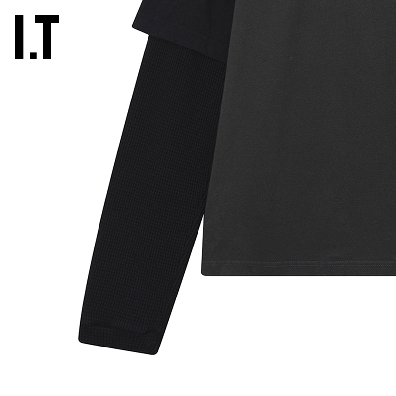 IT We11Done女装假两件连帽卫衣新款个性街头叠层连帽衫832UBKXP - 图3