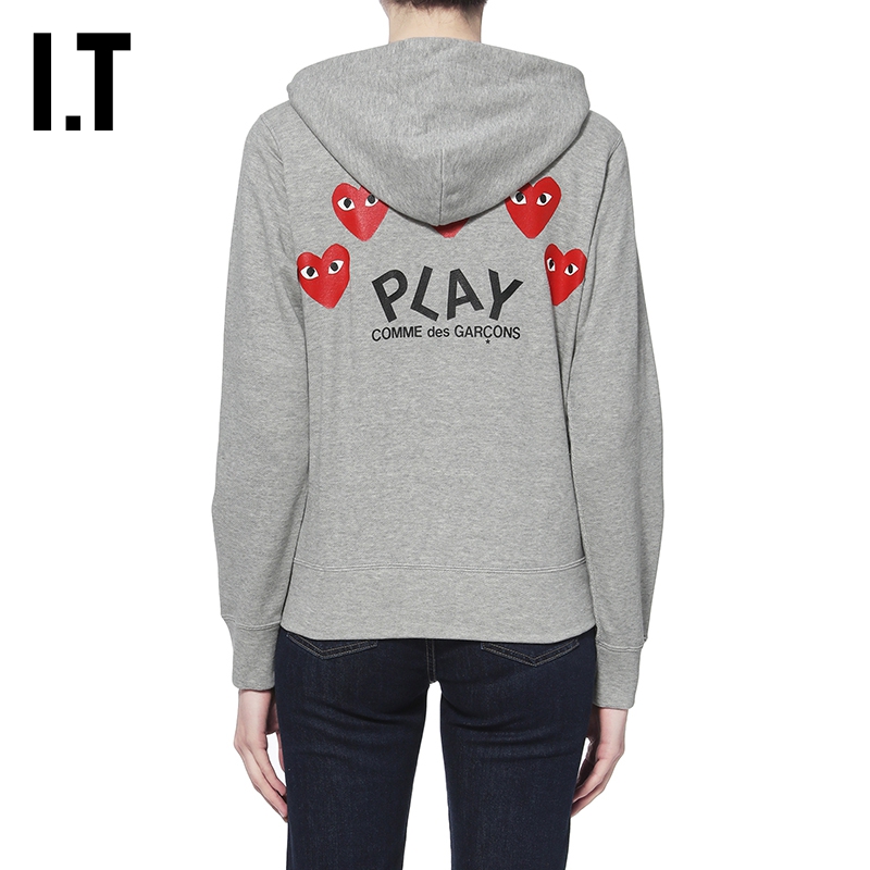 IT CDG PLAY COMME des GARCONS川久保玲女连帽拉链卫衣红色爱心