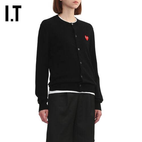 IT CDG PLAY COMME des GARCONS川久保玲情侣款合身羊毛针织开衫 - 图3