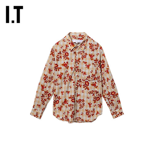 IT CDG tricot COMME des GARCONS女装满幅图案装饰格纹长袖衬衫 - 图1