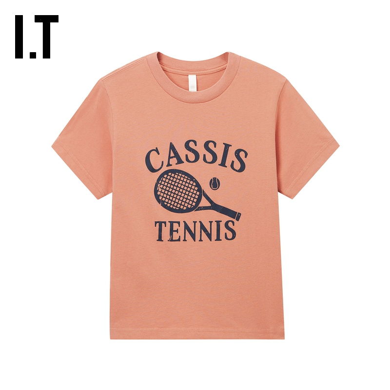 IT WITTH LOVE女装圆领短袖T恤新款青春活力网球拍图案装饰1023A - 图1