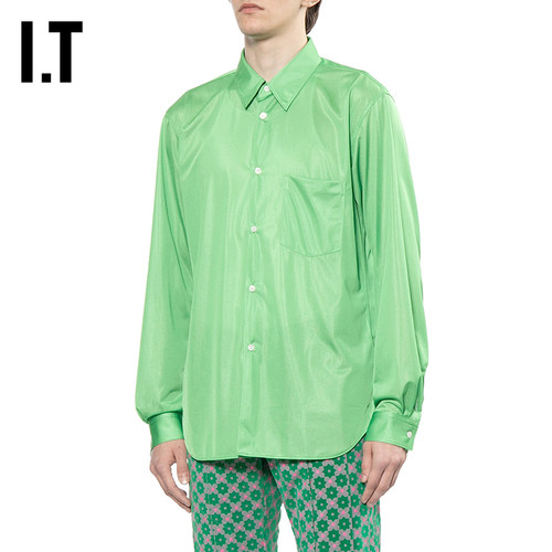 IT CDG COMME des GARCONS HOMME PLUS男装纯色长袖衬衫复古摩登 - 图1
