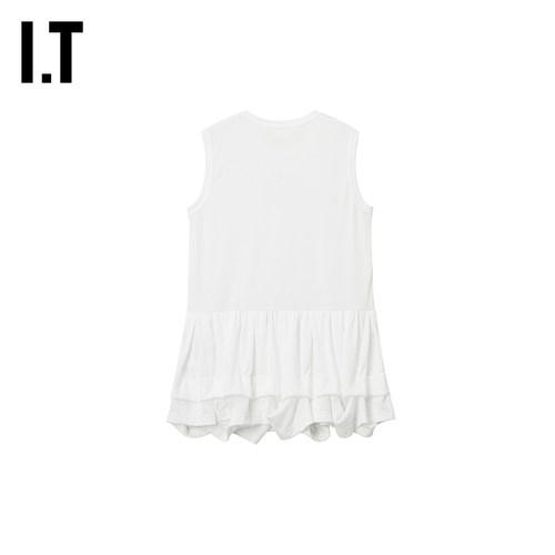 IT CDG COMME DES GARCONS COMME DES GARCONS女褶饰拼接圆领背心 - 图0