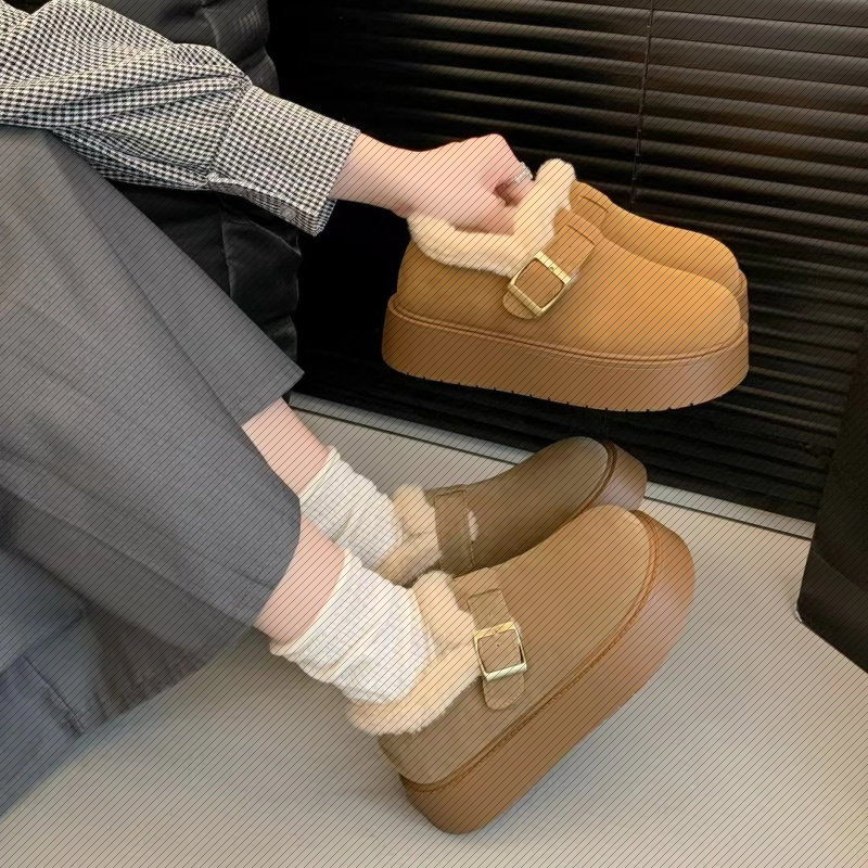 厚底毛毛乐福鞋勃肯鞋女秋冬新款一脚蹬雪地靴豆豆鞋保暖棉鞋,淘宝优惠券,粉丝福利购,淘宝优惠卷