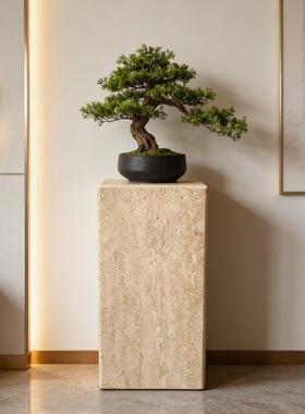 侘寂风天然洞石边几设计师款