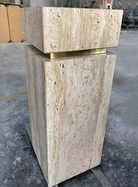 天然大理石摆件底座洞石落地装饰