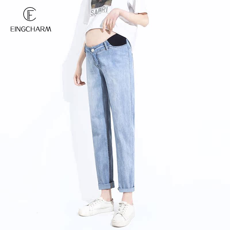 孕妇春款宽松老爹潮妈外穿牛仔裤 茵魅孕妇直筒裤