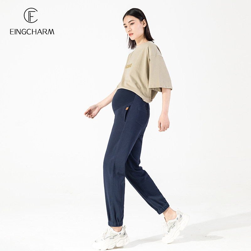 春款外穿休闲束脚宽松九分孕妇裤子 茵魅孕妇直筒裤