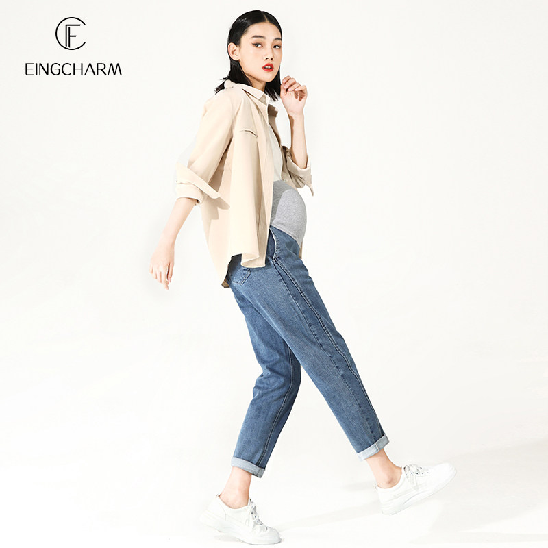 外穿春秋宽松大码九分直筒长裤 茵魅孕妇直筒裤