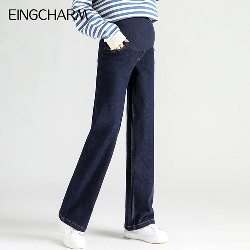 Джинсовые весенние штаны для беременных, подходит для подростков, большой размер, свободный прямой крой