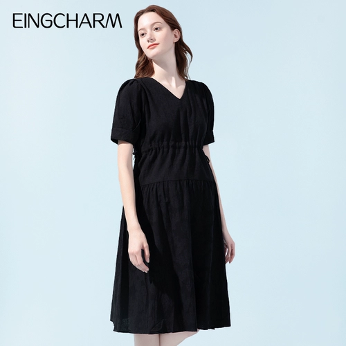 Летнее платье для беременных, длинная юбка, хлопковая летняя одежда, средней длины, подходит для подростков, в корейском стиле, А-силуэт