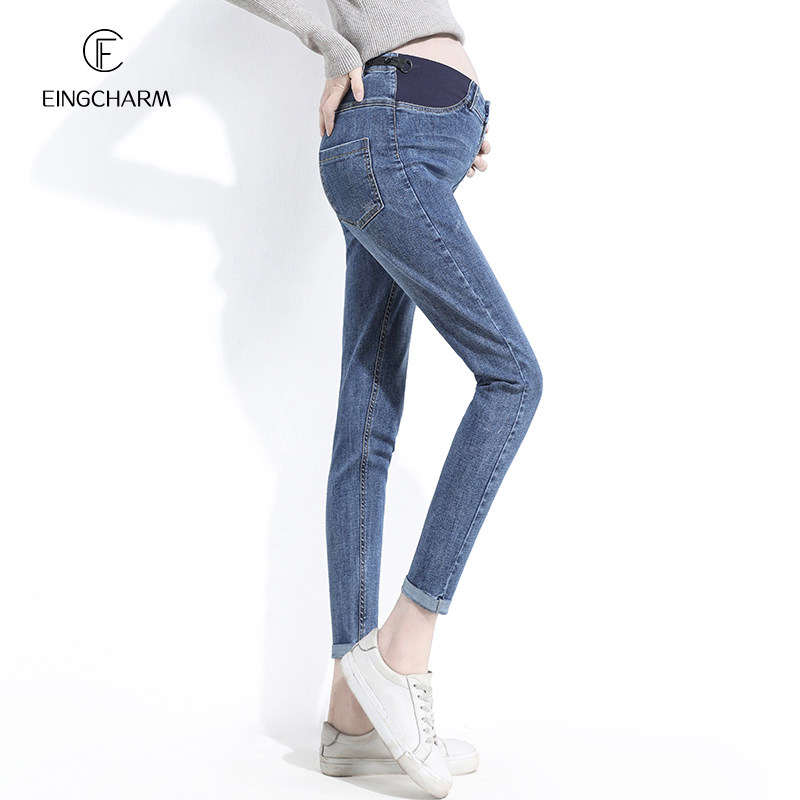 孕妇秋季外穿加绒低腰九分裤牛仔裤 茵魅孕妇铅笔裤
