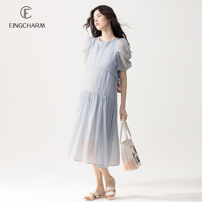 孕妇夏装潮妈2022新短袖宽松连衣裙 茵魅连衣裙