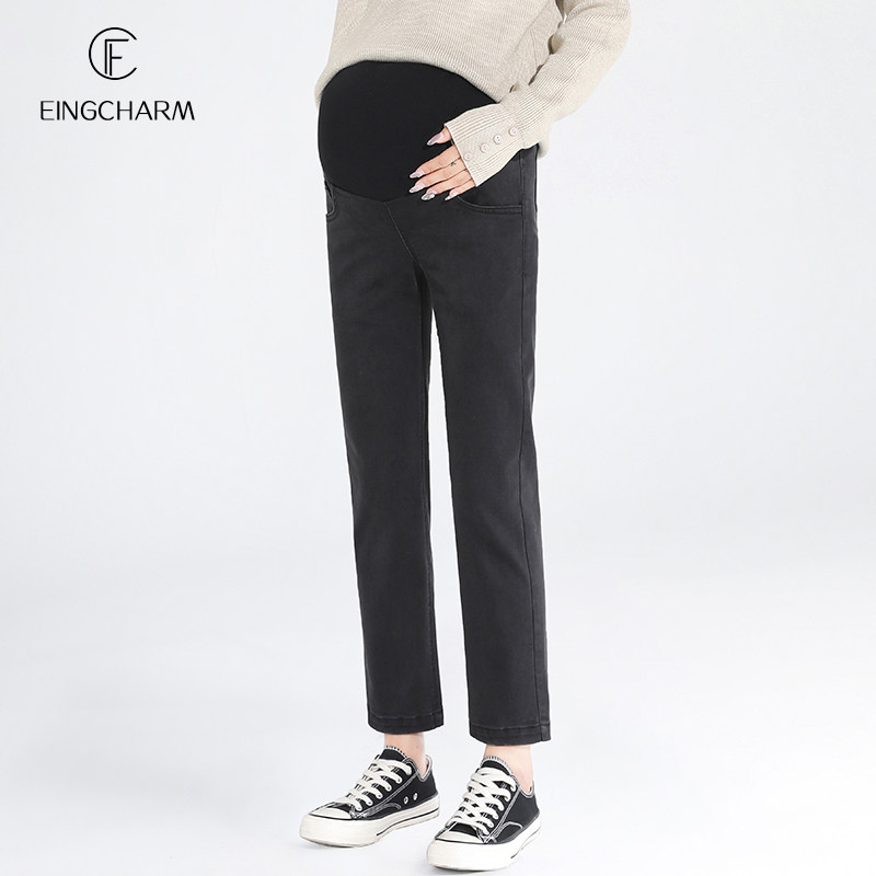 孕妇秋季潮妈外穿宽松加绒牛仔裤 茵魅孕妇铅笔裤