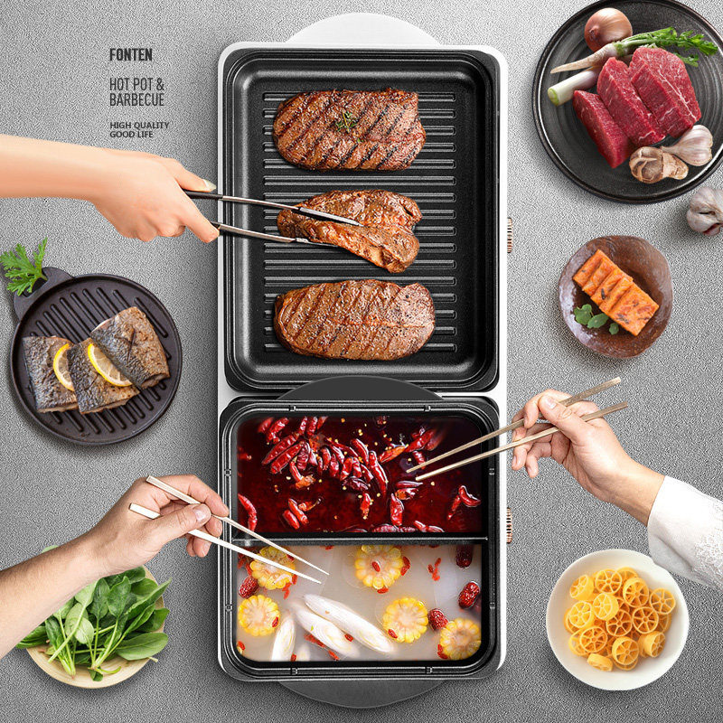 火锅涮烤一体家用无烟韩式烤肉机 丰腾烧烤炉